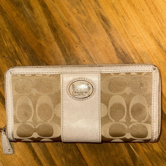 Coach Handbags - Vintage Coach Signature Stripe Zip Around Wallet
